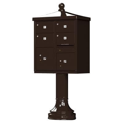 4 Tenant Door Apartment Pedestal Mailbox